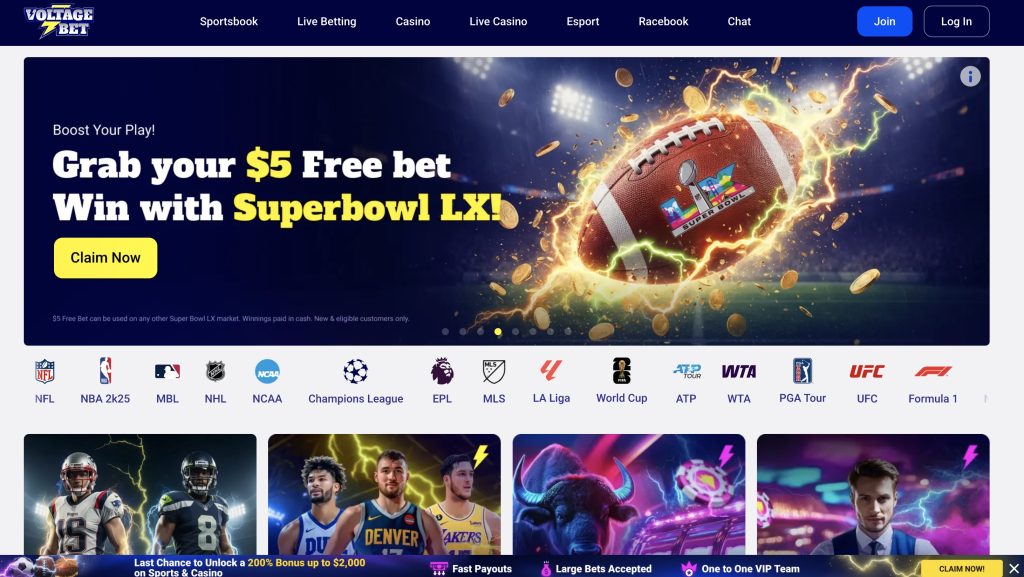 VoltageBet Sportsbook Screenshot